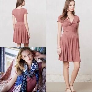 Anthropologie Dolan Knotted Taya Flare Dress in Pink Rose Size Small